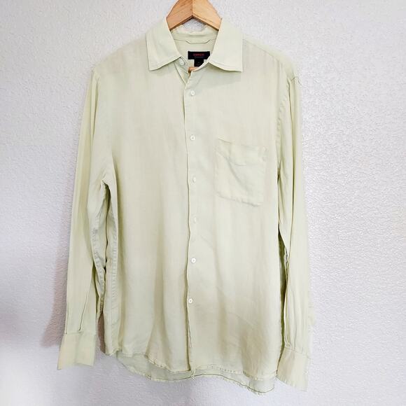Express Linen Lime Green Long Sleeve Button Down Size M - Picture 1 of 10
